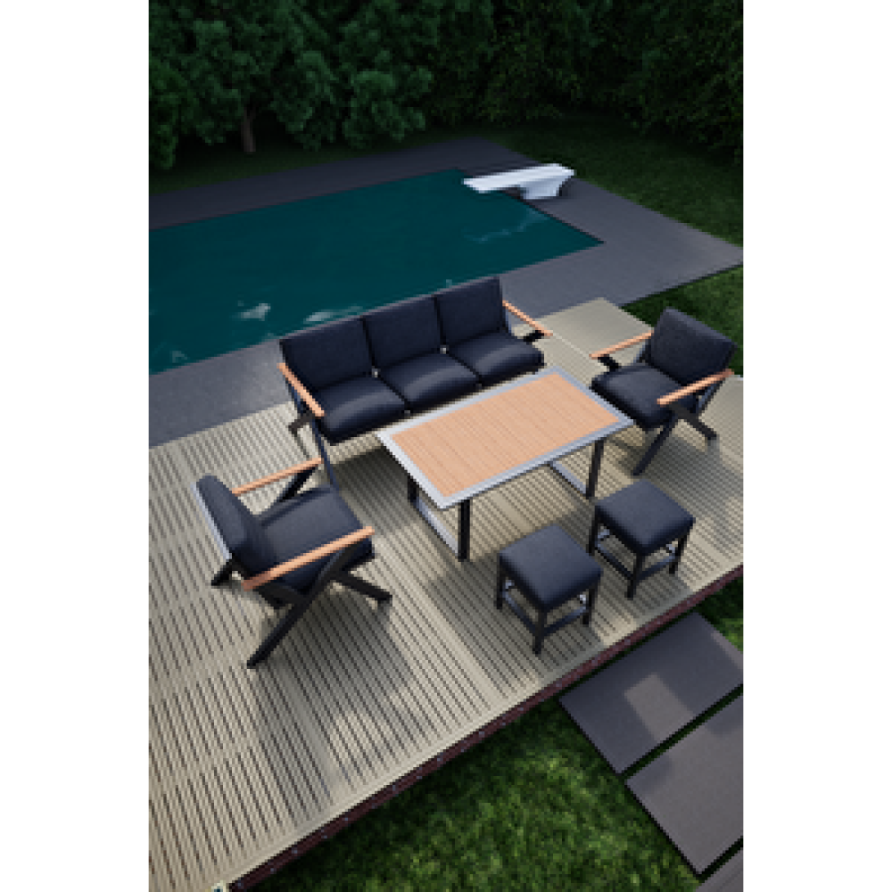 Orjinhome Exsa Premium Bahçe Balkon Takımı 3+1+1+2 Tabure Lacivert Bahçe Mobilyası Takımı Fiyatı