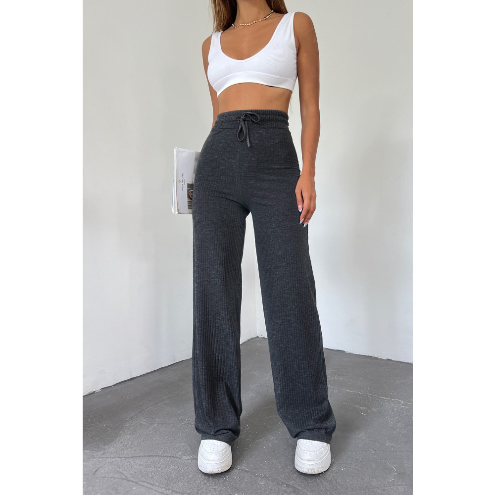 Orjinshop Kadın Antrasit Fitilli Bol Paça Kaşkorse Pantolon XL Beden Kadın Pantolon Fiyatı