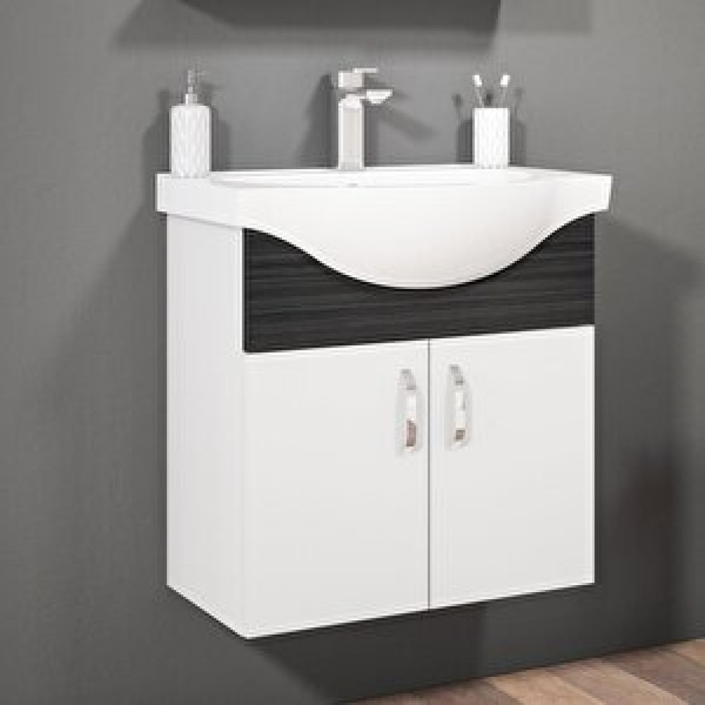 Orka Duru 80 Cm Freze Siyah Banyo Dolabı Alt Modül Ve Lavabo Banyo Dolabı / Mobilyası Fiyatı