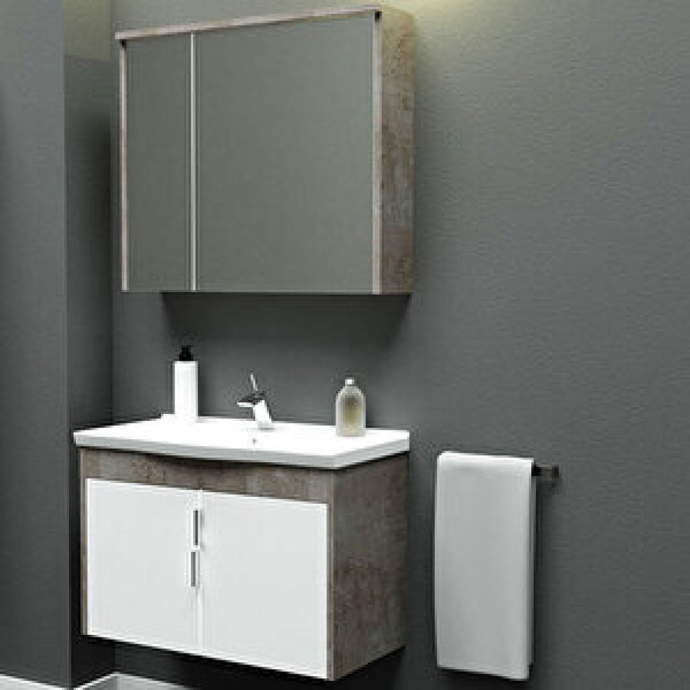Orka Luna Banyo Dolabı Gri Taş 80 cm Üst Modül Banyo Dolabı / Mobilyası Fiyatı