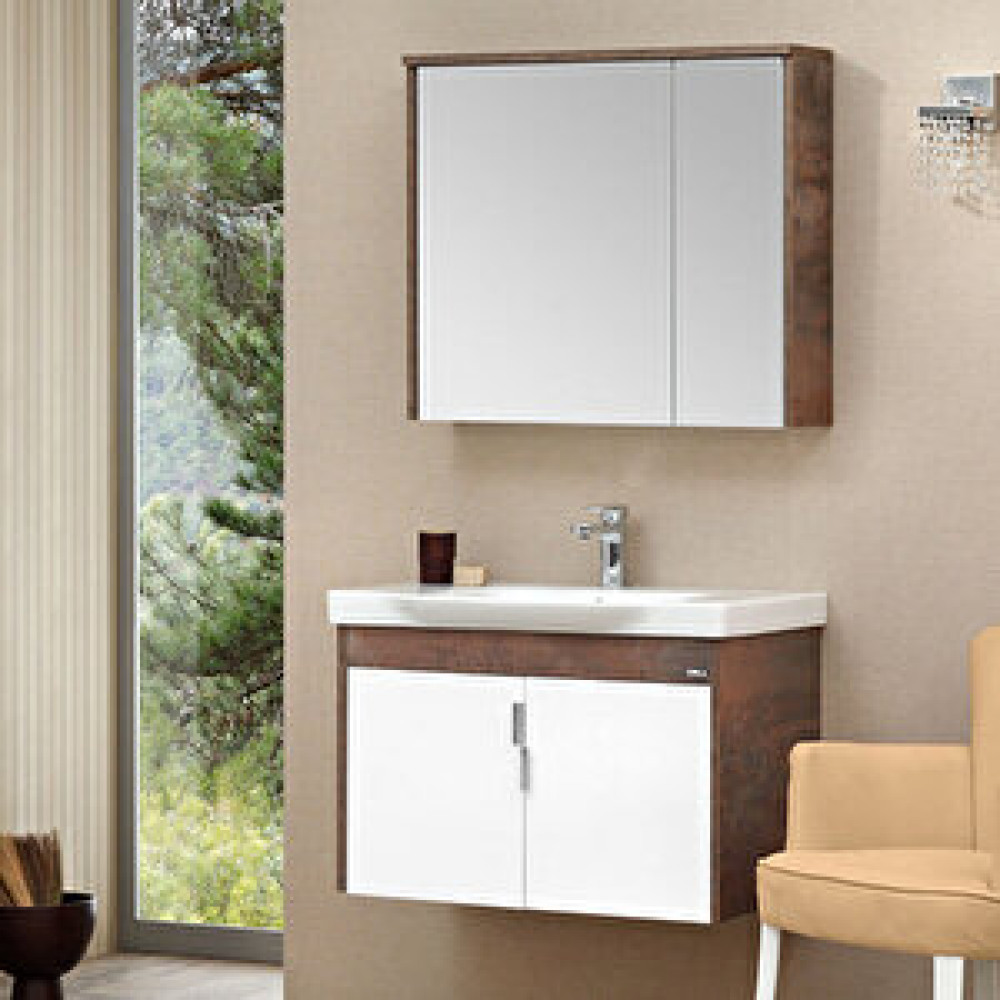 Orka Luna Banyo Dolabı Kahve Taş 80 cm Üst Modül Banyo Dolabı / Mobilyası Fiyatı