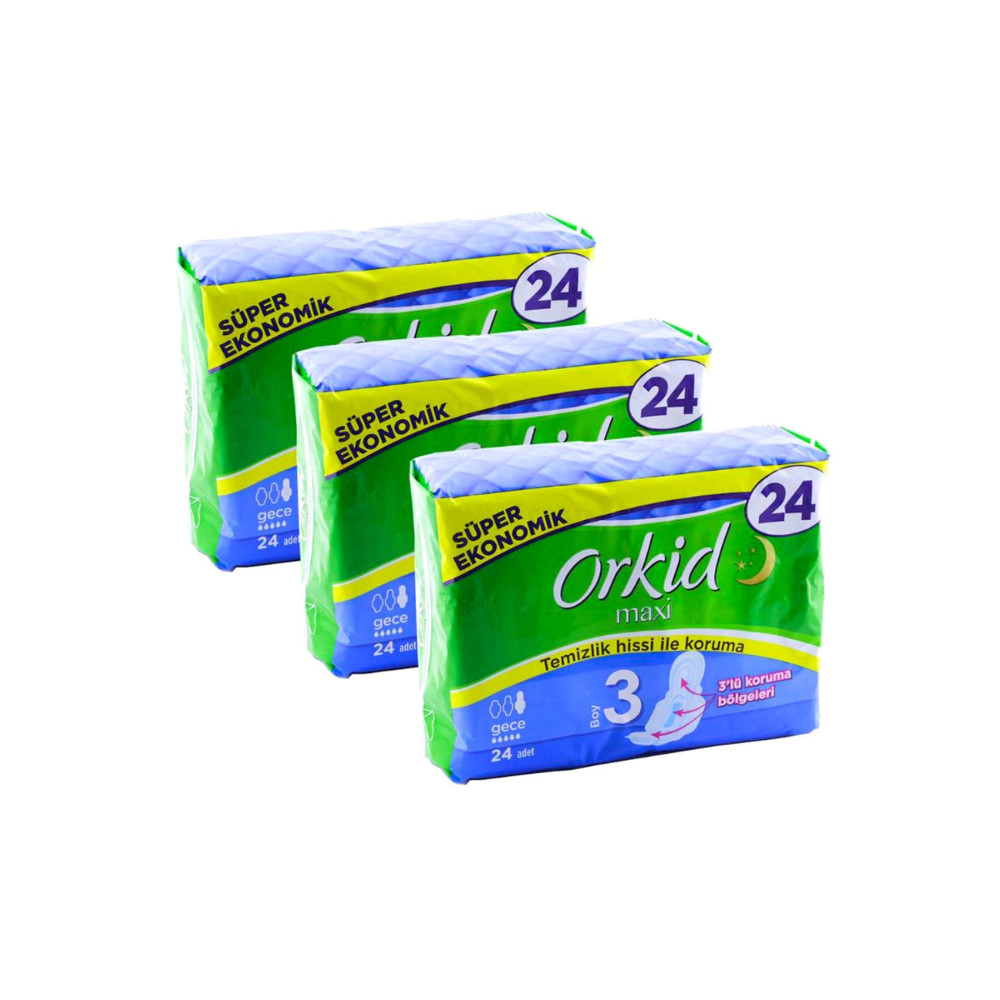 Orkid Maxi 4Lü gece 24Lü x 3 Adet Hijyenik Pedler ve Tamponlar Fiyatı