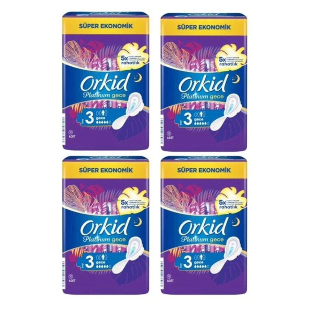 Orkid Platinum Gece 3 Boy 16 Lı ( Toplam 4 Paket 64 Adet ) Hijyenik Pedler ve Tamponlar Fiyatı