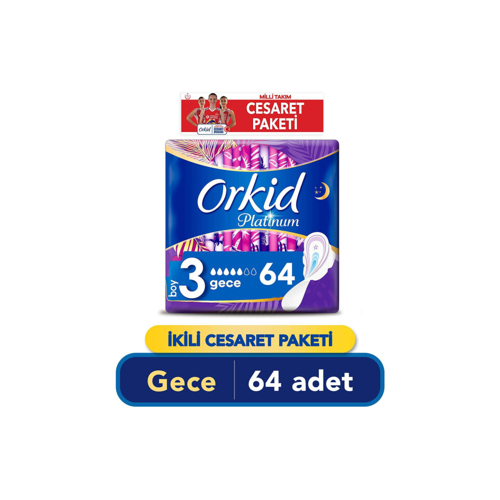 Orkid Platinum Gece Cesaret Paketi 64lü Hijyenik Pedler ve Tamponlar Fiyatı