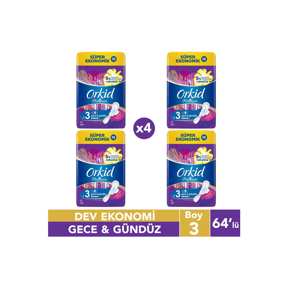 Orkid Platinum Hijyenik Ped Gündüz Gece 64 Adet Hijyenik Pedler ve Tamponlar Fiyatı