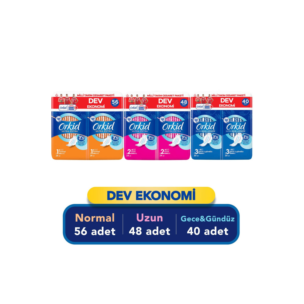 Orkid Ultra Extra Cesaret Paketi ( 56lı Normal 48li Uzun 40lı Gece) Hijyenik Pedler ve Tamponlar Fiyatı