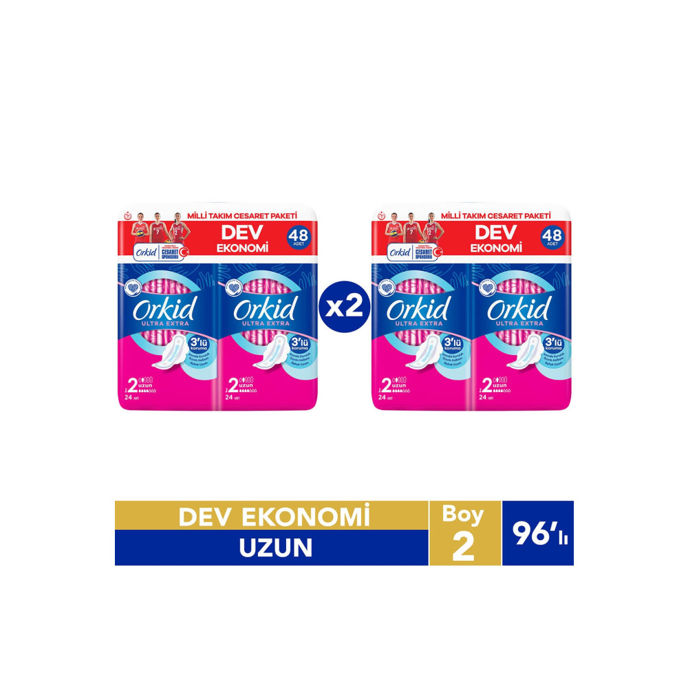 Orkid Ultra Extra Uzun Cesaret Paketi 96lı Hijyenik Pedler ve Tamponlar Fiyatı