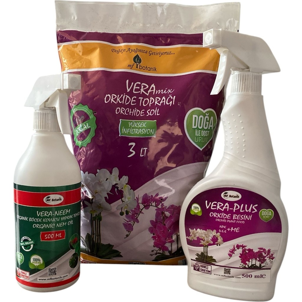 Orkide Toprağı 3 Lt (Ithal Cocohusk) - Çiçek Açtıran Bitki Besini 500 ml - Böcek Kovucu 500 ml Bitki Fiyatı