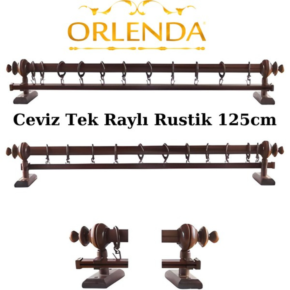 Orlenda Tek Raylı Rustik - 125 - Ceviz Perde Aksesuarı Fiyatı