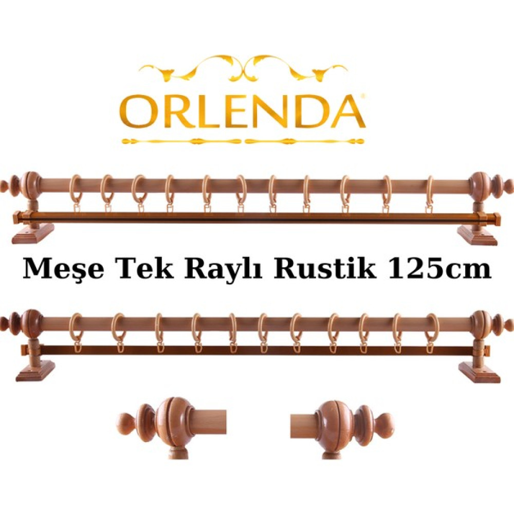 Orlenda Tek Raylı Rustik - 125 - Meşe Perde Aksesuarı Fiyatı