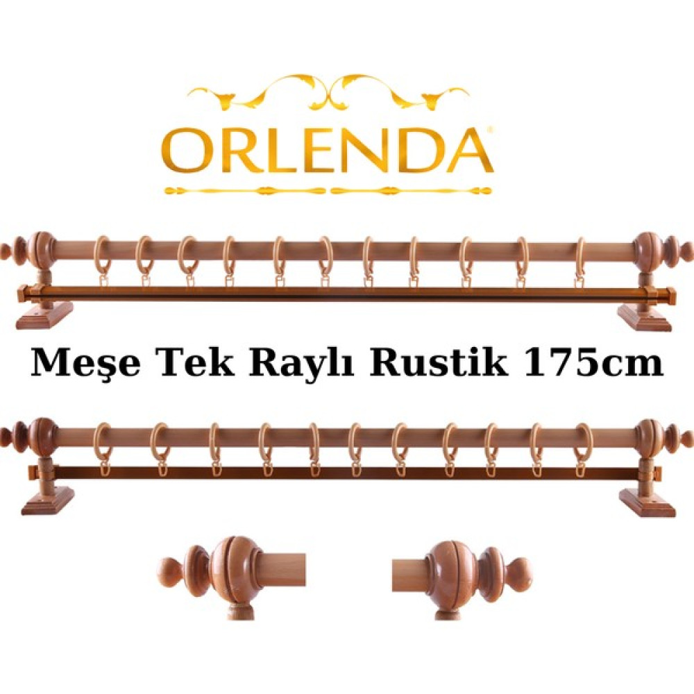 Orlenda Tek Raylı Rustik - 175 - Meşe Perde Aksesuarı Fiyatı