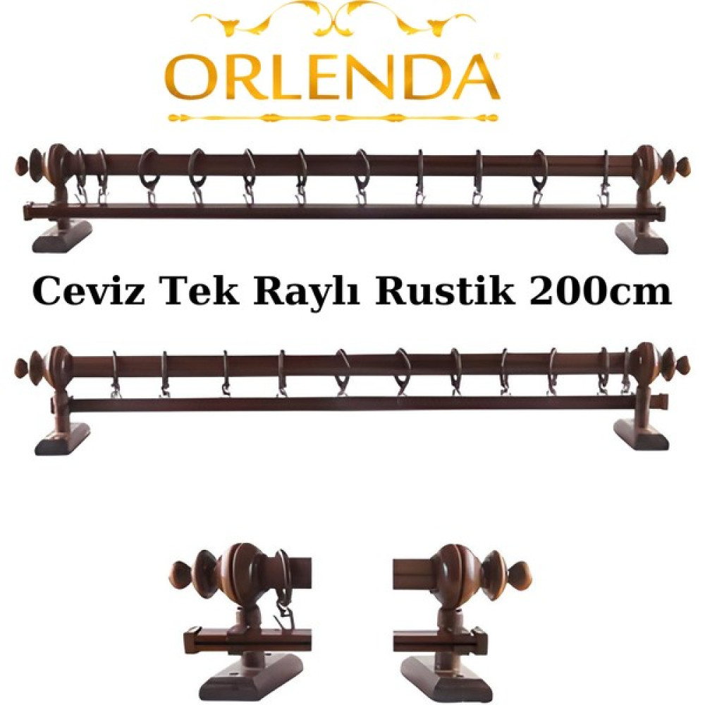 Orlenda Tek Raylı Rustik - 200 - Ceviz Perde Aksesuarı Fiyatı