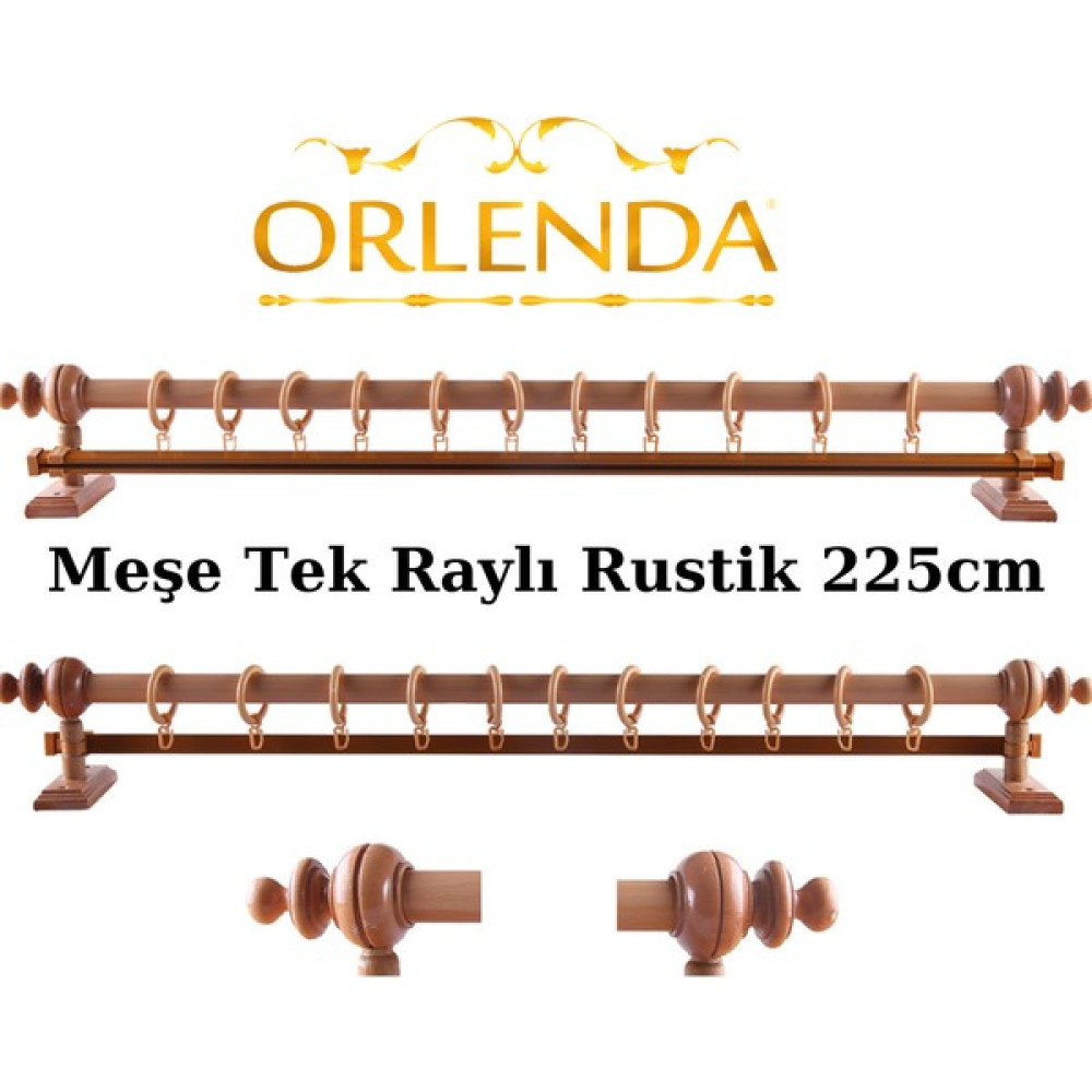 Orlenda Tek Raylı Rustik - 225 - Meşe Perde Aksesuarı Fiyatı