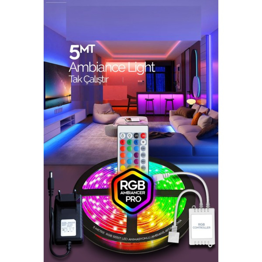 Orm 5 mt Şerit Animasyonlu Tak Çalıştır Kumandalı Trafolu Rgb Şerit Işık Aydınlatma Parti LED Led Aydınlatmalar Fiyatı