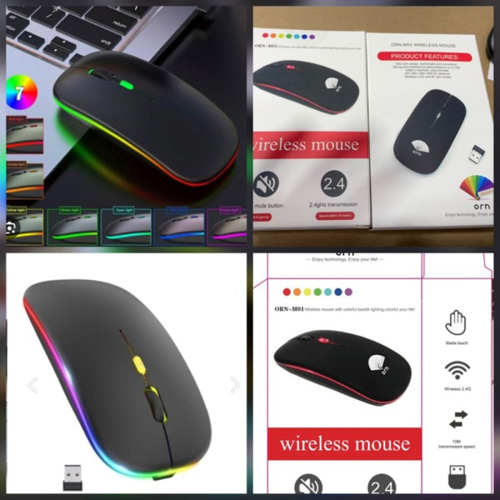 Orn Rgb LED Kablosuz Mouse Optik Wireless Mouse Sessiz Mouse - Renkli Klavye - Mouse Fiyatı
