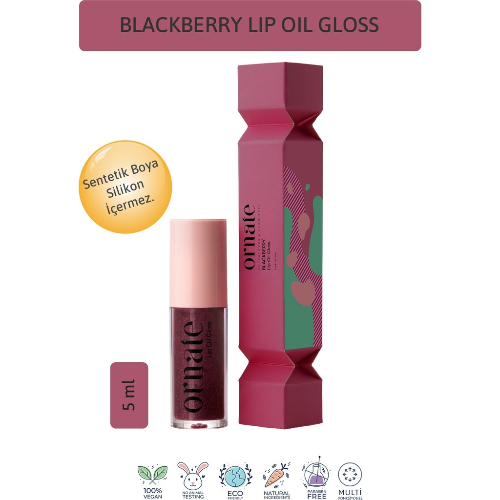 Ornate Blackberry Lip Oil Gloss | Dolgunlaştırıcı & Nemlendirici & Parlatıcı Dudak Yağı / Blackberry 5 ml - bordo Bulaşık Yıkama Fiyatı
