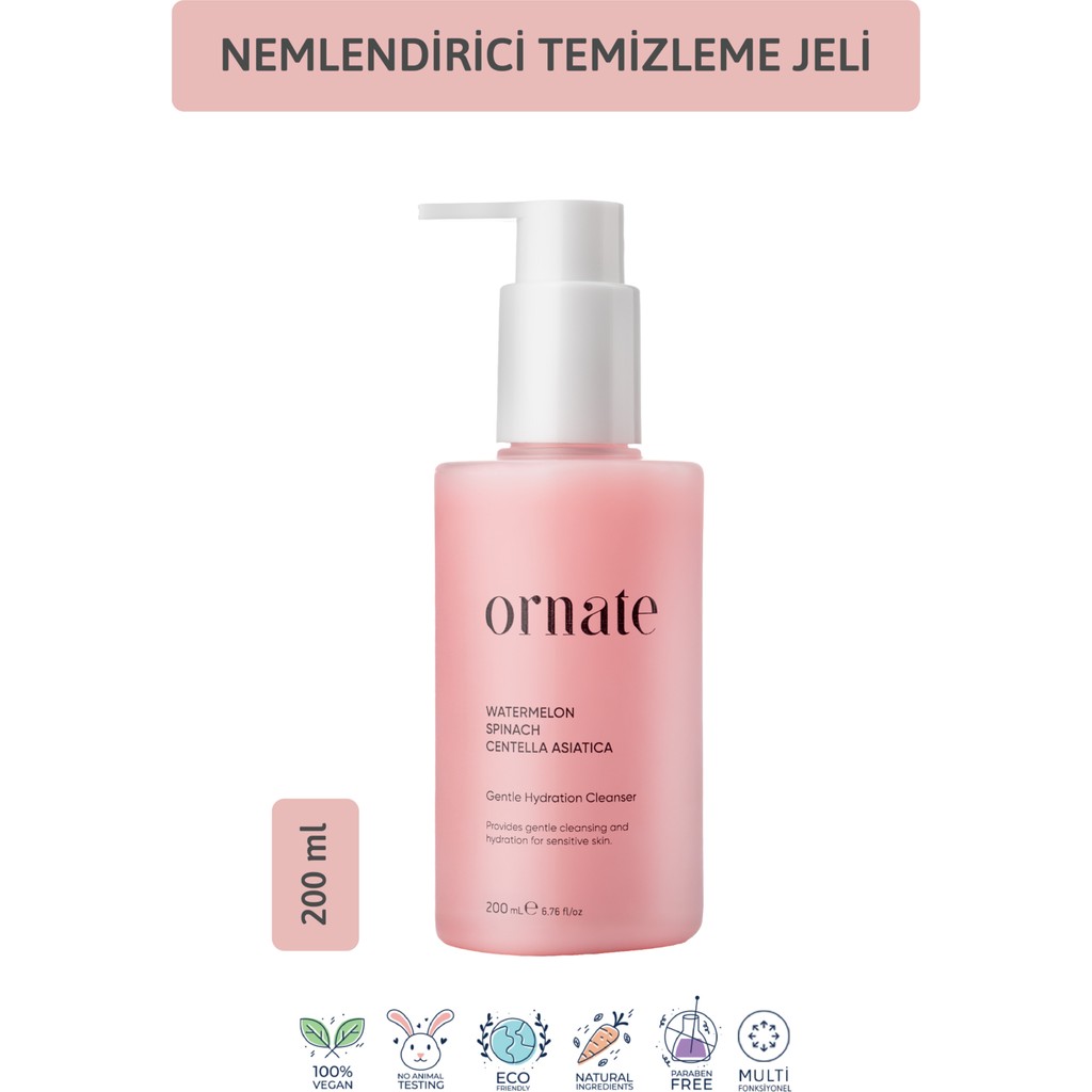 Ornate Nemlendirici Temizleme Jeli 200 ml Tüm Cilt Tipleri İçin B3 ve B5 Vitamini İçerir Diğer Fiyatı