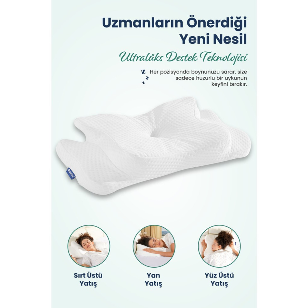 Orpedox Ulralüks Boyun Destekli Visco Ortopedik Yastık - 68X39X13-11CM - Beyaz Yastık Fiyatı