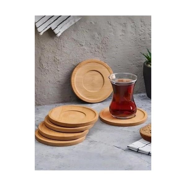 Orret Home 6ADET Bambu Çay Tabağı, Çay Bardağı Altlığı, Estetik Sunum Sunumluk, Doğal Malzeme, Çevre Dostu ve Şık Tasarım (Yuvarlak) Diğer Fiyatı