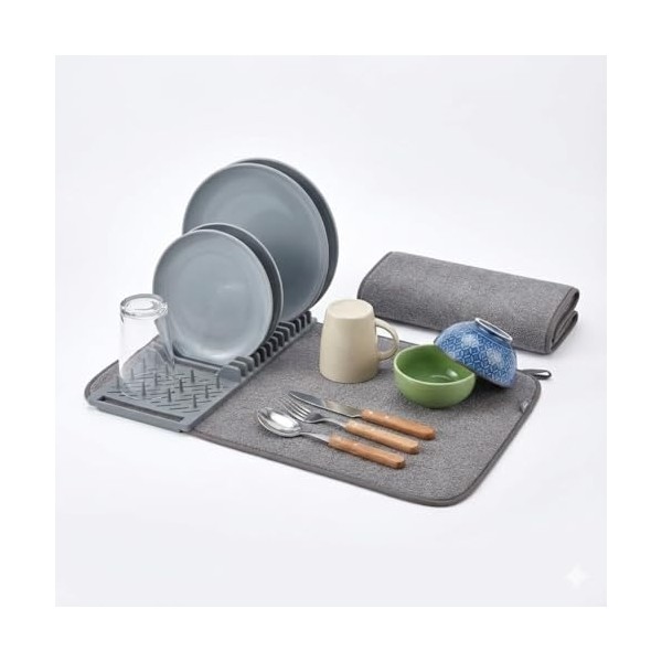 Orret Home Mikrofiber Su Emici Bulaşıklık Matı – 37X60 cm Tezgâh Üstü Bulaşık Kurutma Matı, Kaymaz Su Emici Mutfak Matı, Katlanabilir Tabaklık Süzg... Diğer Fiyatı