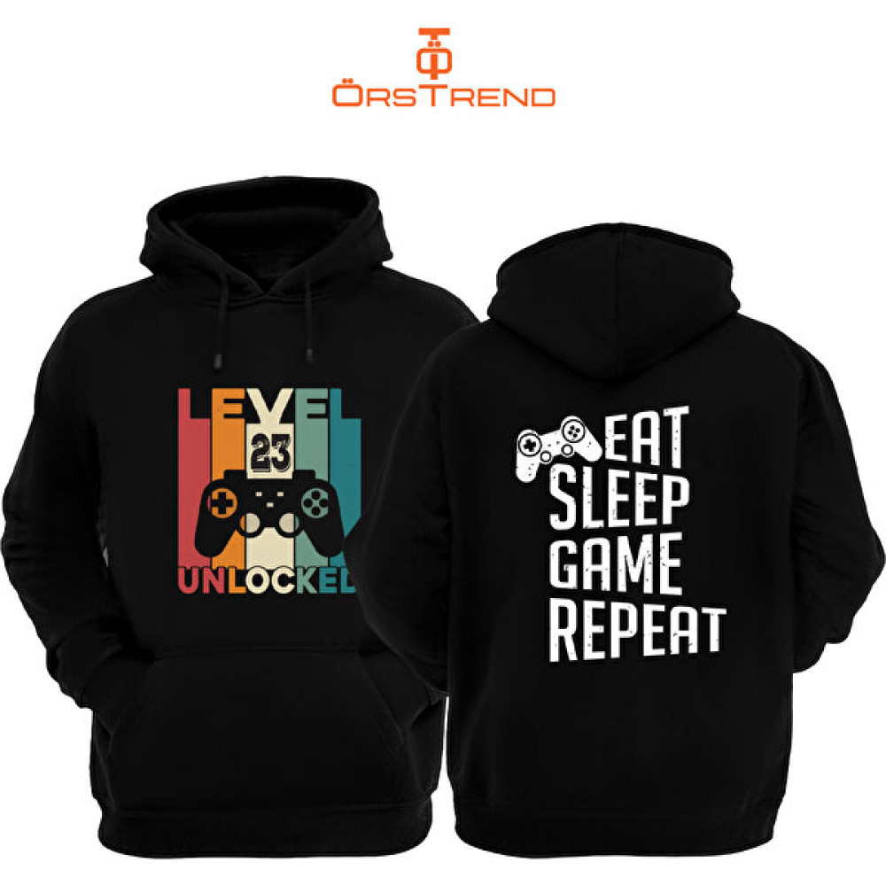 Ors Trend Gamer Baskılı 3 Iplik Unisex Siyah Kapişonlu Sweatshirt Erkek Sweatshirt Fiyatı