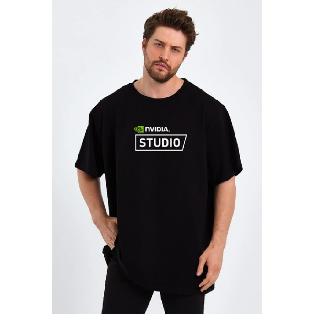 Ors Trend Nvidia Studio Baskılı Sıfır Yaka Unisex Oversize Tişört Erkek T-shirt Fiyatı