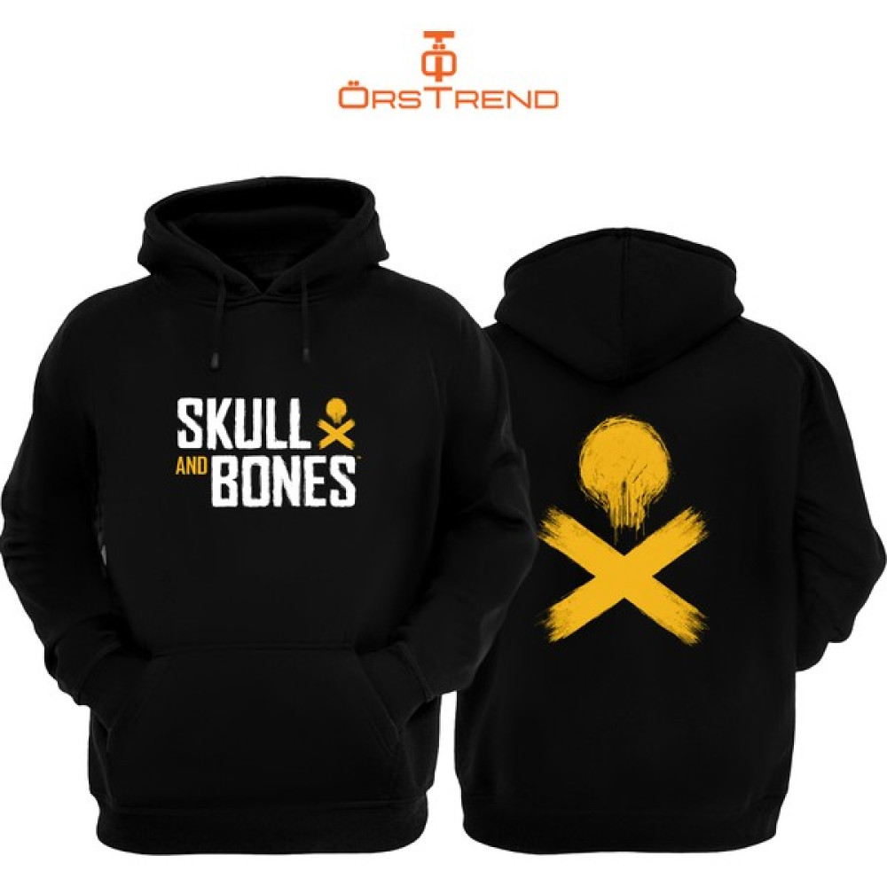 Ors Trend Skull & Bones Baskılı 3 Iplik Unisex Siyah Kapişonlu Sweatshirt Erkek Sweatshirt Fiyatı