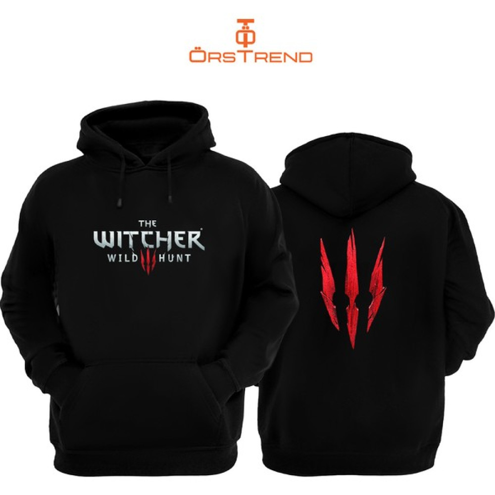 Ors Trend Witcher 3 Baskılı 3 Iplik Unisex Siyah Kapişonlu Sweatshirt Erkek Sweatshirt Fiyatı