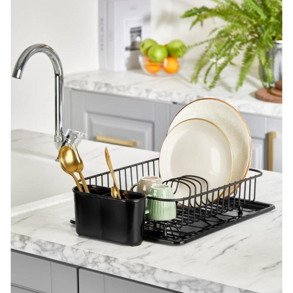 Orsa Home 088 Oval Mat Siyah Tabaklık Kaşıklıklı Tepsili Bulaşıklık Pratik Mutfak Gereçleri Fiyatı
