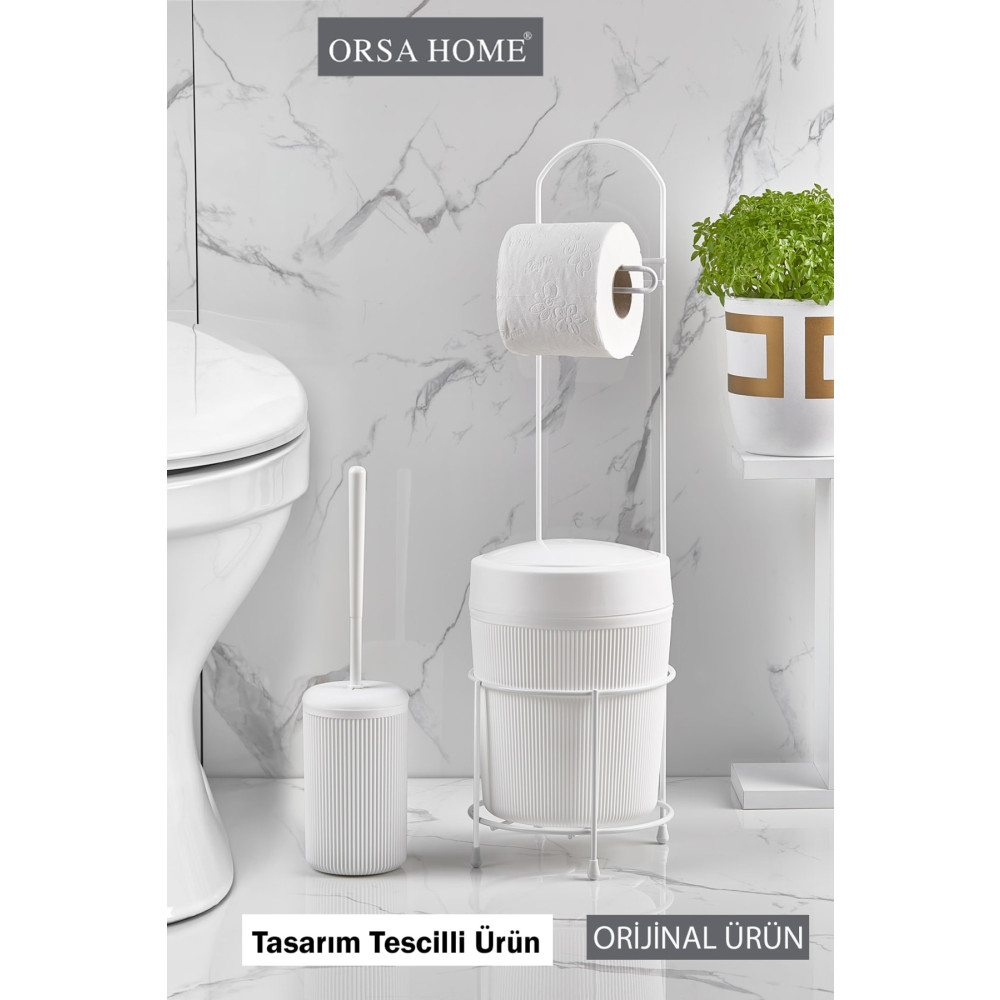 ORSA HOME Beyaz Yuvarlak Kovalı Wc Kağıtlık Ve Tuvalet Fırça Seti Banyo Aksesuarları Fiyatı