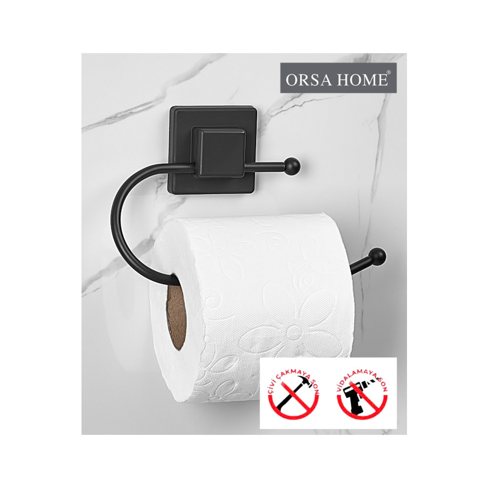 ORSA HOME Kare Yapışkanlı Wc Kağıtlık Mat Siyah Tuvalet Kağıtlığı Fiyatı