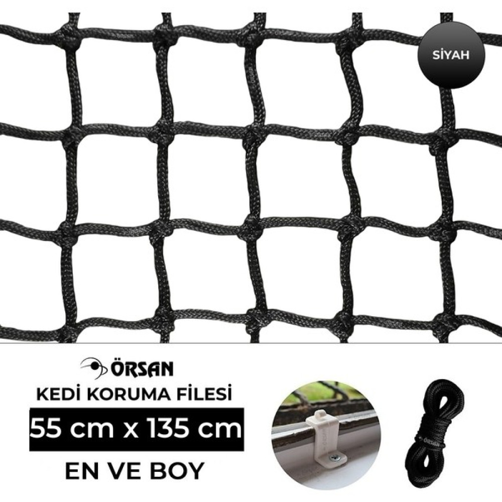 Örsan File Kedi Filesi- Kedi Pencere Filesi - Kedi Koruma Filesi- Siyah - 55 cm x 135 cm Evcil Hayvan Ürünleri Fiyatı