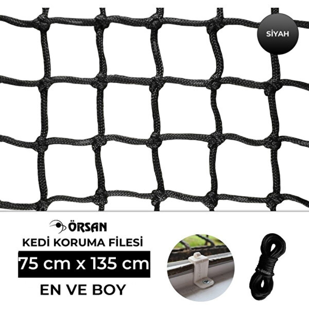Örsan File Kedi Filesi- Kedi Pencere Filesi - Kedi Koruma Filesi- Siyah - 75 cm x 135 cm Evcil Hayvan Ürünleri Fiyatı