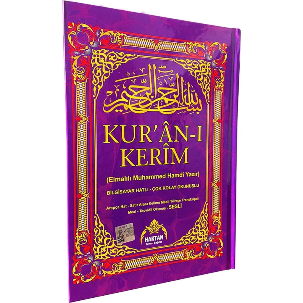 Orta Boy Kuranı Kerim Türkçe Okunuşlu Tecvidli Mealli ve Kelime Mealli Mor Din Kitapları Fiyatı