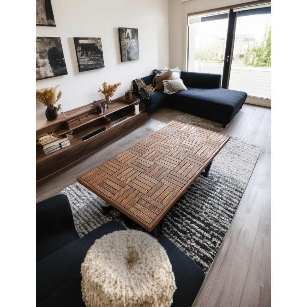 Orta Sehpa Ceviz Renk Ahşap Sehpa Metal Ayak 120 x 60 cm Orta Sehpa Fiyatı