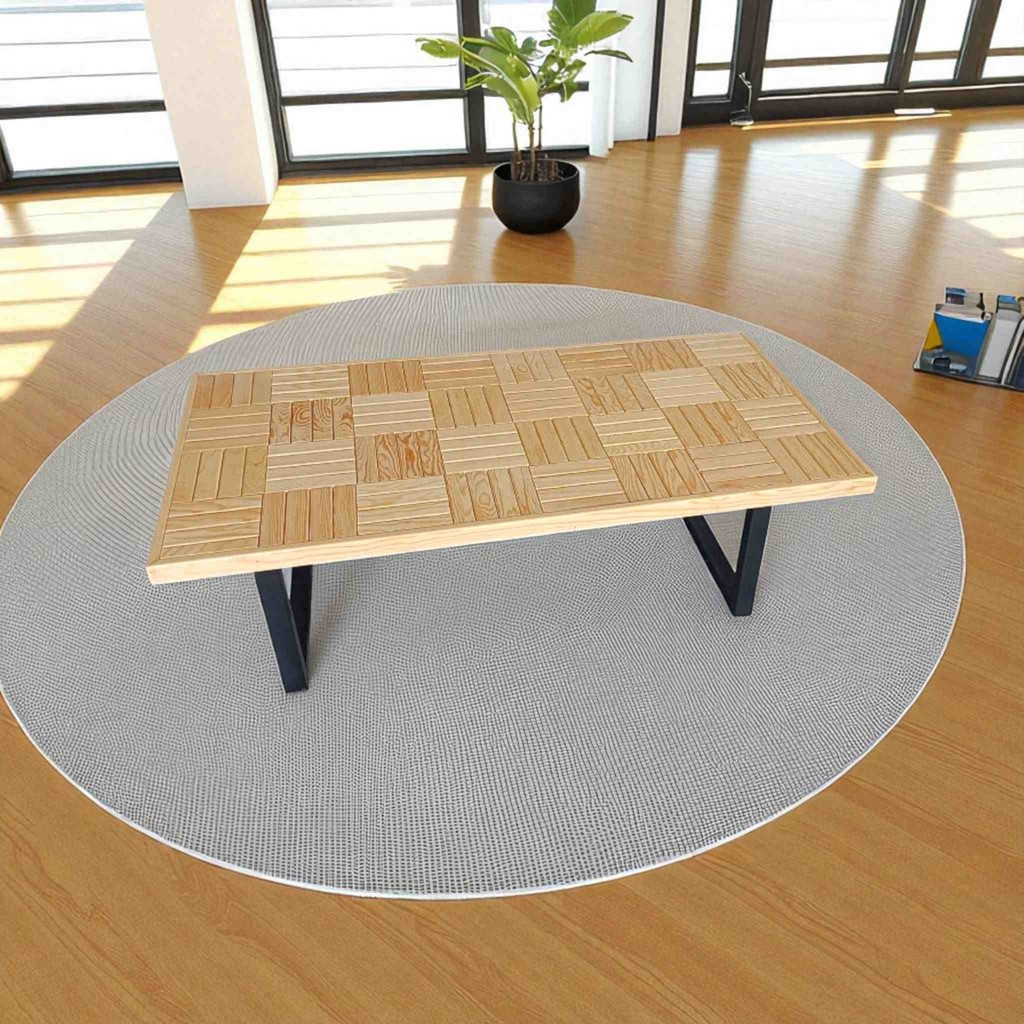 Orta Sehpa Doğal Ahşap Vernikli Metal Ayak 120 x 60 cm Orta Sehpa Fiyatı