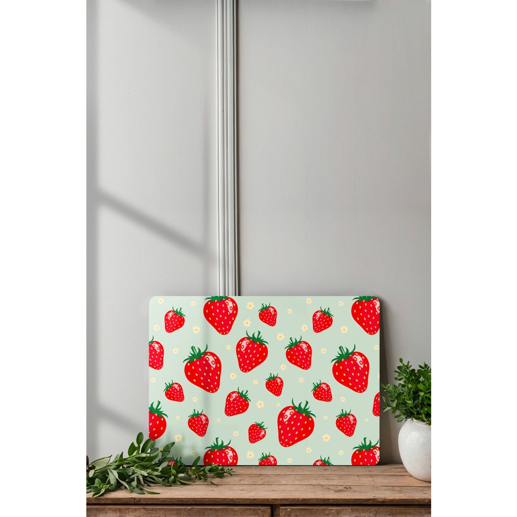 Ortakçı Design Çiçekli Çilek Desenli Temperli Cam Kesme Tahtası - Cam Kesme Tablası 30*40 Cm Kesme Tahtaları / Kesim Tablaları Fiyatı