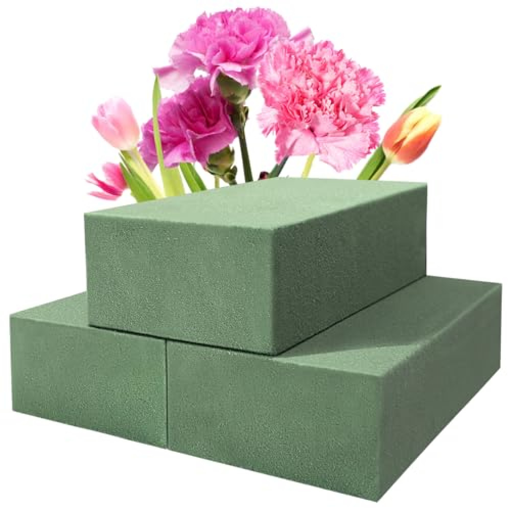 Ortarco 3 Pack Floral Foam Blocks (5.5" x 3.1" x 1.7") Wet and Dry Flower Foam for Flower Arrangements Supplies, Flower Foam Blocks for Fresh or Artificial Flowers in Art, Crafts and DIY Decorations