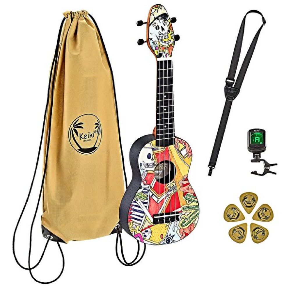 Ortega K2-Em Keiki Sopranino Ukulele Set (El Muerto) Telli Çalgılar Fiyatı
