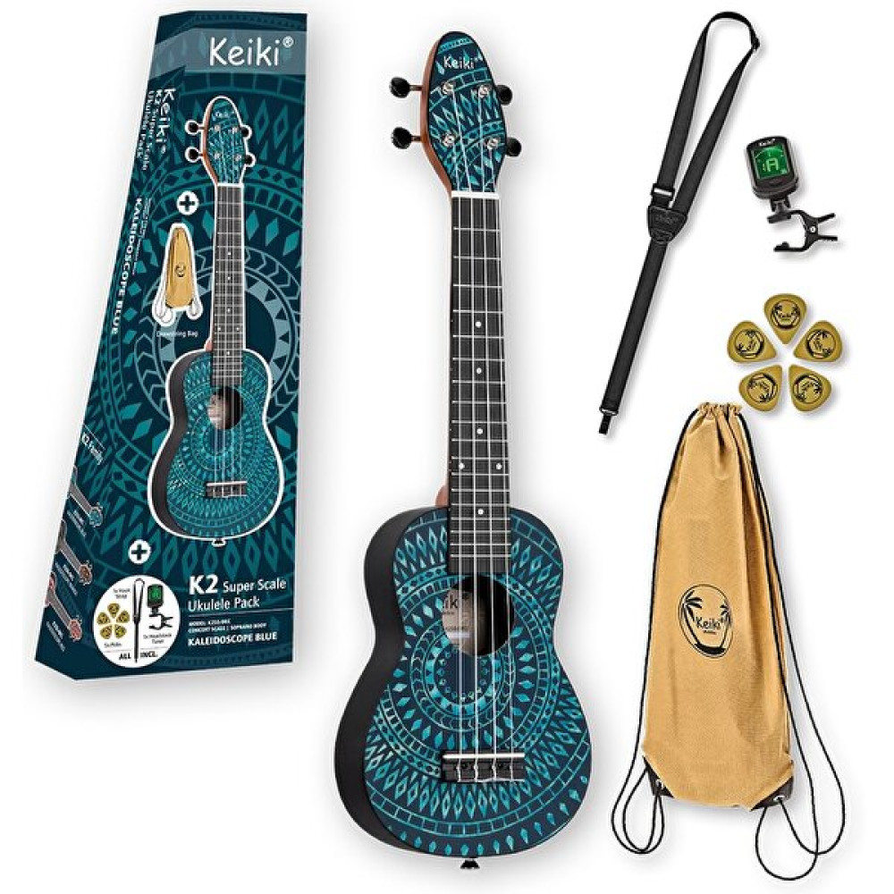 Ortega K2Ss Keiki Sopranino Ukulele Seti (Blue Kaleidoscope) Telli Çalgılar Fiyatı
