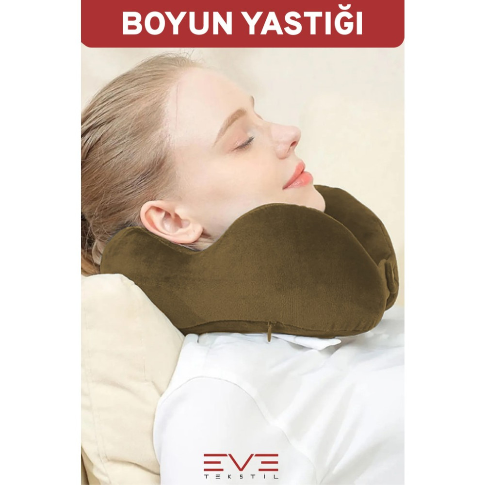 Ortopedik Boyun Yastığı Visco Boyun Destekli Seyahat Hipoalerjik Yastık 8 Farklı Renk - 28 x 28 cm - Kahverengi Yastık Fiyatı