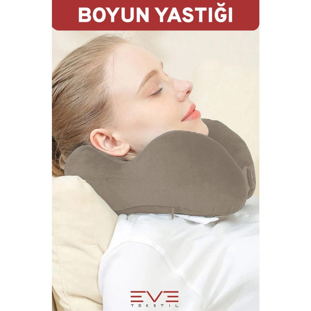 Ortopedik Boyun Yastığı Visco Boyun Destekli Seyahat Hipoalerjik Yastık 8 Farklı Renk - 28 x 28 cm - Krem Yastık Fiyatı
