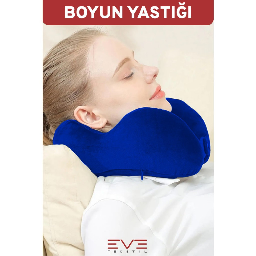 Ortopedik Boyun Yastığı Visco Boyun Destekli Seyahat Hipoalerjik Yastık 8 Farklı Renk - 28 x 28 cm - Lacivert Yastık Fiyatı