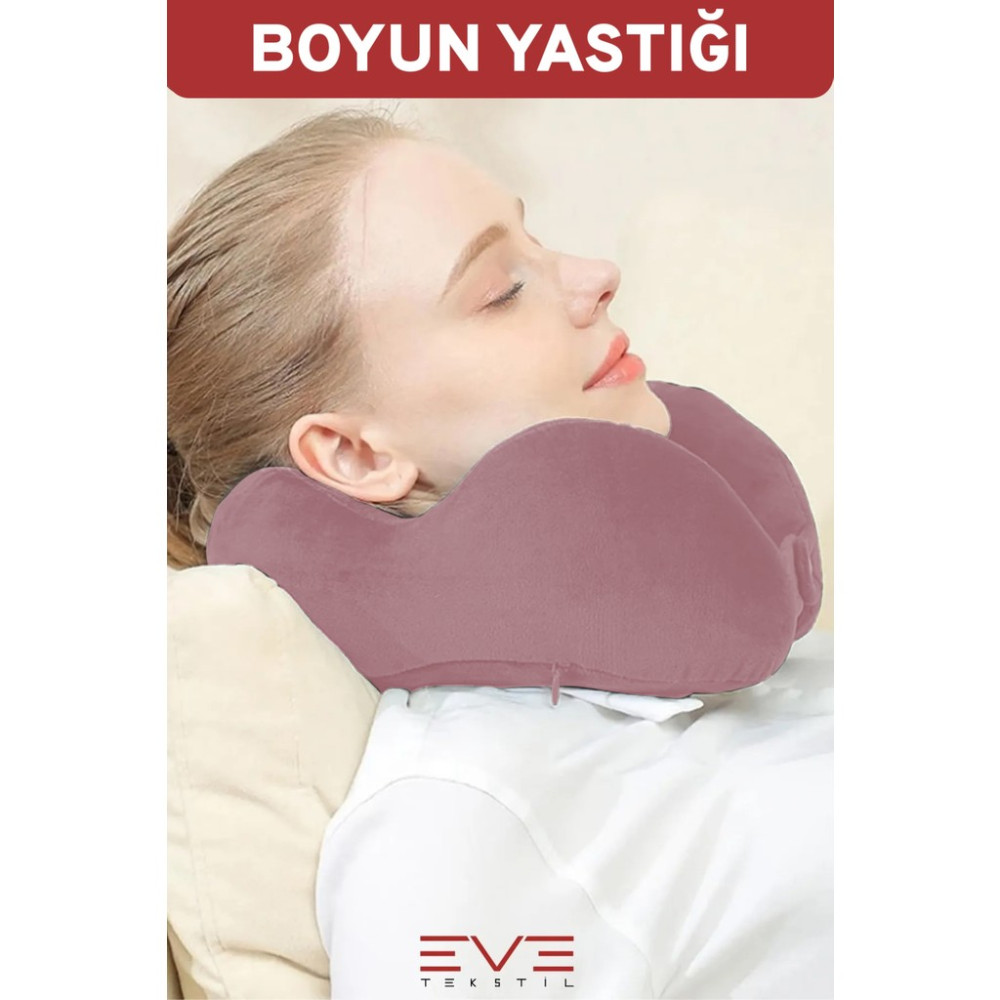 Ortopedik Boyun Yastığı Visco Boyun Destekli Seyahat Hipoalerjik Yastık 8 Farklı Renk - 28 x 28 cm - Toz Pembe Yastık Fiyatı