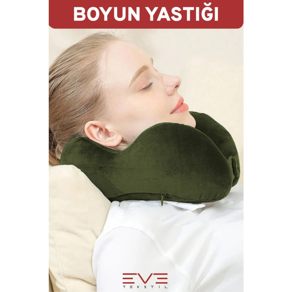 Ortopedik Boyun Yastığı Visco Boyun Destekli Seyahat Hipoalerjik Yastık 8 Farklı Renk - 28 x 28 cm - Yeşil Yastık Fiyatı