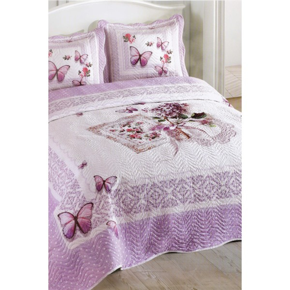 Örtüm İnci Çift Kişilik Kapitone Yatak Örtüsü Takımı - Lila - Renkli - 250 x 260 cm Yatak Örtüsü Fiyatı