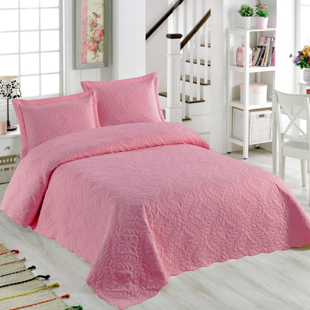 Örtüm Ivy Rose Çift Kişilik Microfiber Kapitone Yatak Örtüsü - 250 x 260 cm - Gül Kurusu Yatak Örtüsü Fiyatı