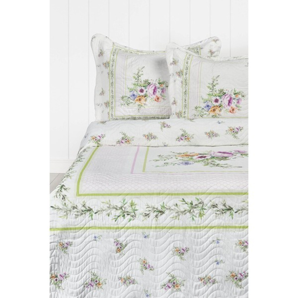 Örtüm Örtüm Duru Çift Kişilik Kapitone Yatak Örtüsü Takımı - Ekru - Yeşil - Beyaz - 250 x 260 cm Yatak Örtüsü Fiyatı