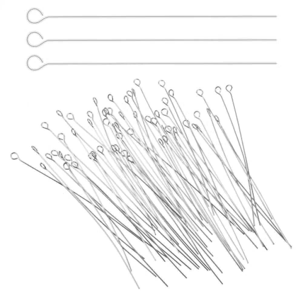 Oruola 200pcs Eye Pins for Jewelry Making,Stainless Steel Eye Pins,70mm/2.76In Head Pins for Jewelry Making,Flat Eye Pins for Jewelry Making DIY Craft Bead Earring Pendant Necklace Bracelet Making