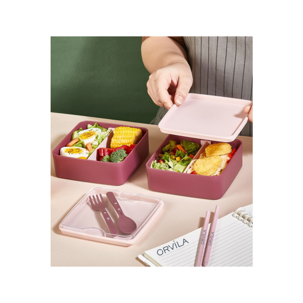 Orvila 2 Katlı Kare Lunchbox Yemek Saklama Kabı Beslenme Kutusu Seti-sporcu Öğrenci Fitness Okul Işyeri Saklama Kapları Fiyatı